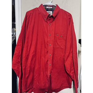Larro button up Shirt Mens XXL Red Canvas Work Chore Rodeo Cowboy Western USA